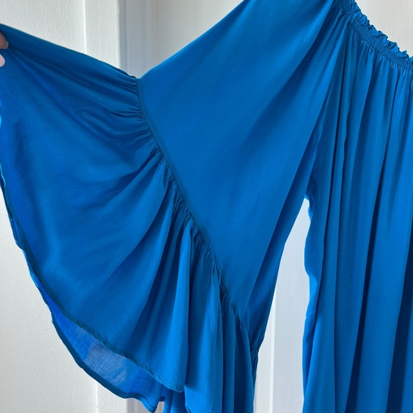 Elan Royal Blue Flowy Off-Shoulder Top with Ruffle Sleeves – One Size - Picture 3 of 7